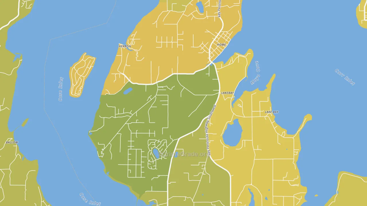 Lakebay, WA Map of Vehicle Theft Rates