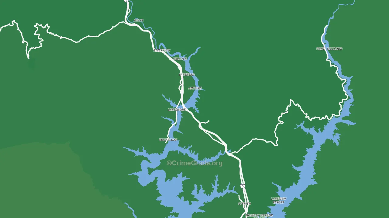 Lakehead, CA Map of Vehicle Theft Rates