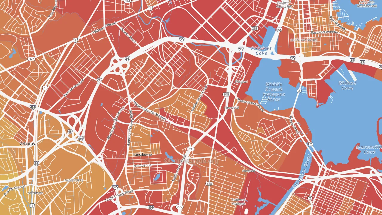 Lakeland, Baltimore, MD Map of Vehicle Theft Rates