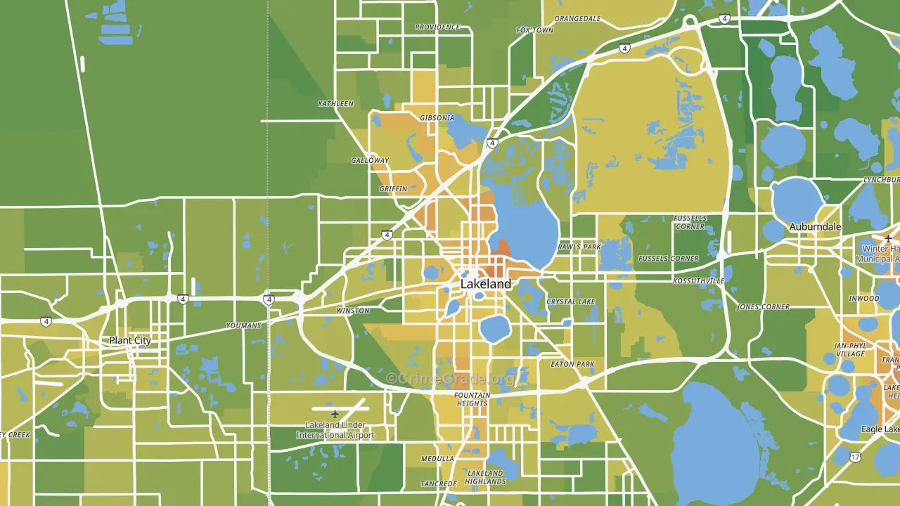Lakeland, FL Map of Vehicle Theft Rates