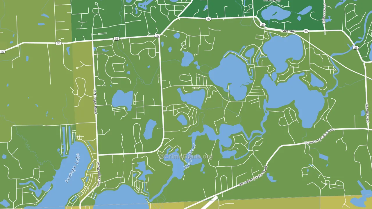 Lakeland, MI Map of Vehicle Theft Rates