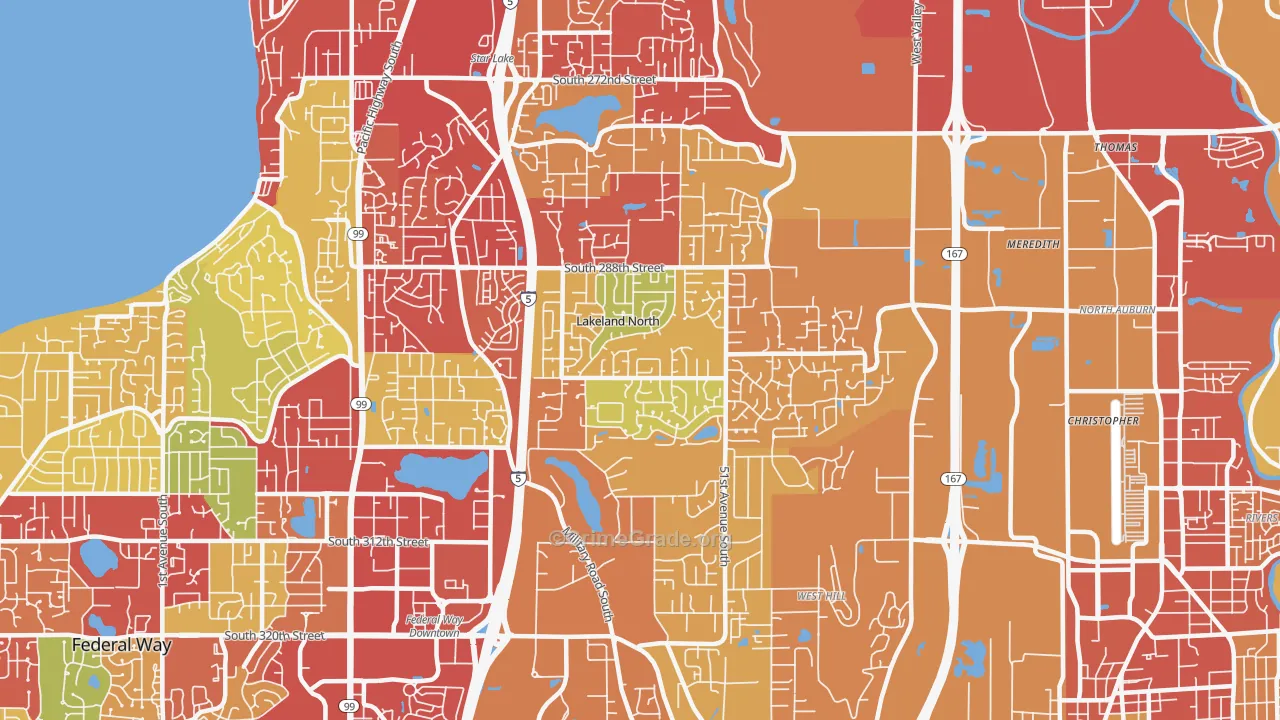 Lakeland North, WA Map of Vehicle Theft Rates