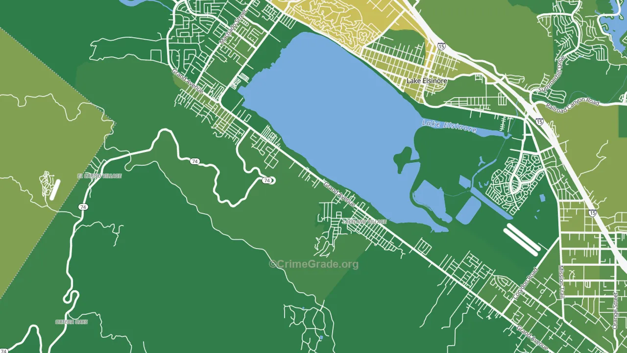 Lakeland Village, CA Map of Vehicle Theft Rates