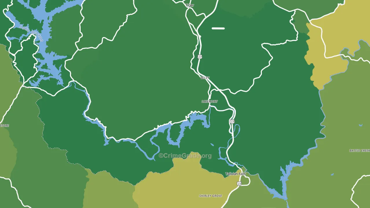 Lakemont, GA Map of Vehicle Theft Rates