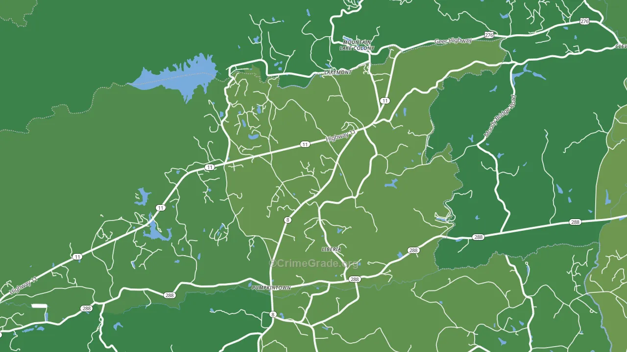 Lakemont, SC Map of Vehicle Theft Rates