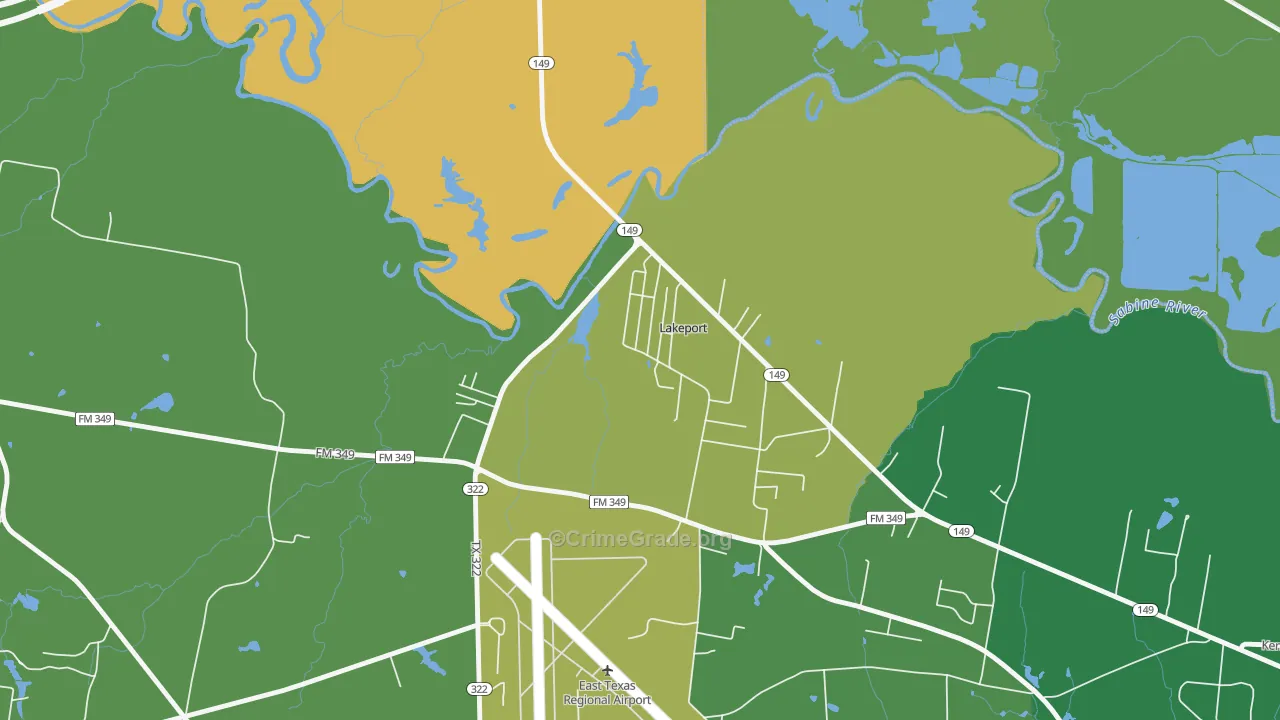 Lakeport, TX Map of Vehicle Theft Rates