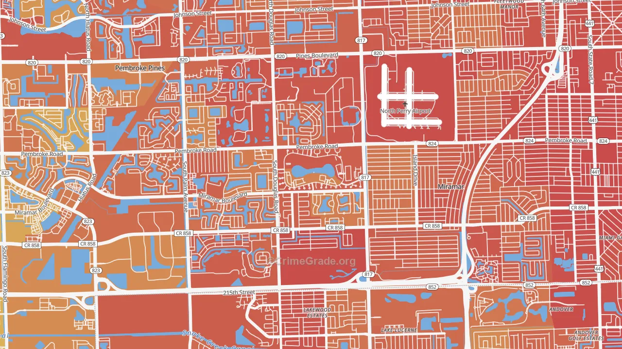Lakeshore at University Park, Miramar, FL Map of Vehicle Theft Rates