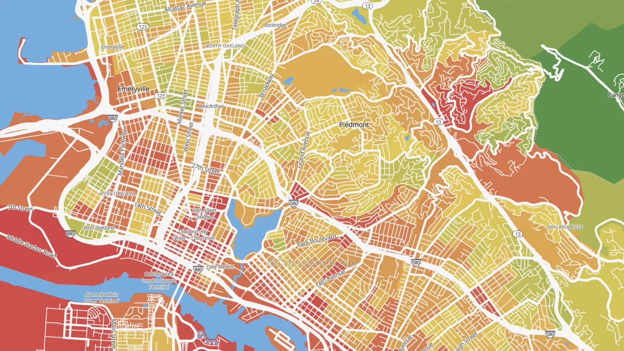 Lakeshore-Oakland, Oakland, CA Map of Vehicle Theft Rates