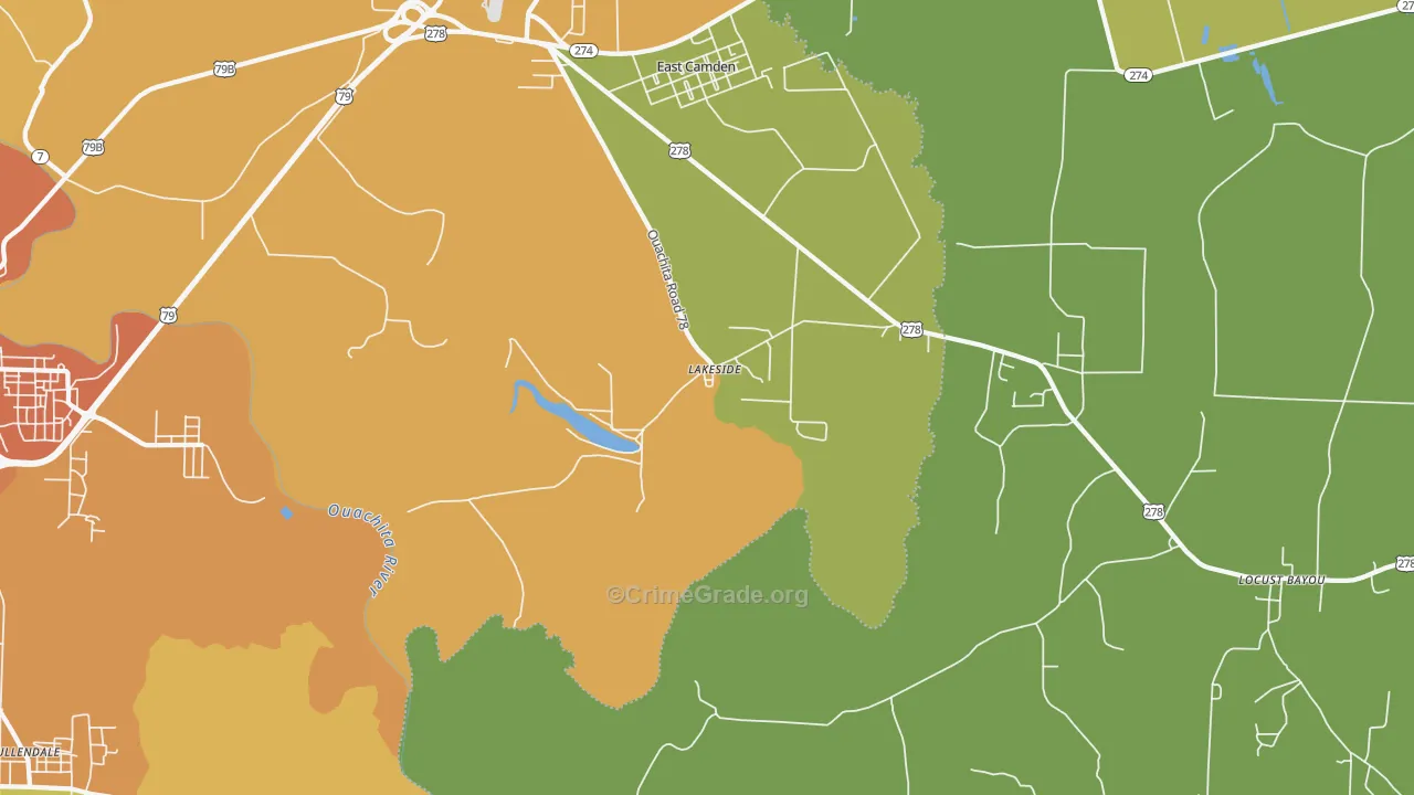 Lakeside, AR Map of Vehicle Theft Rates