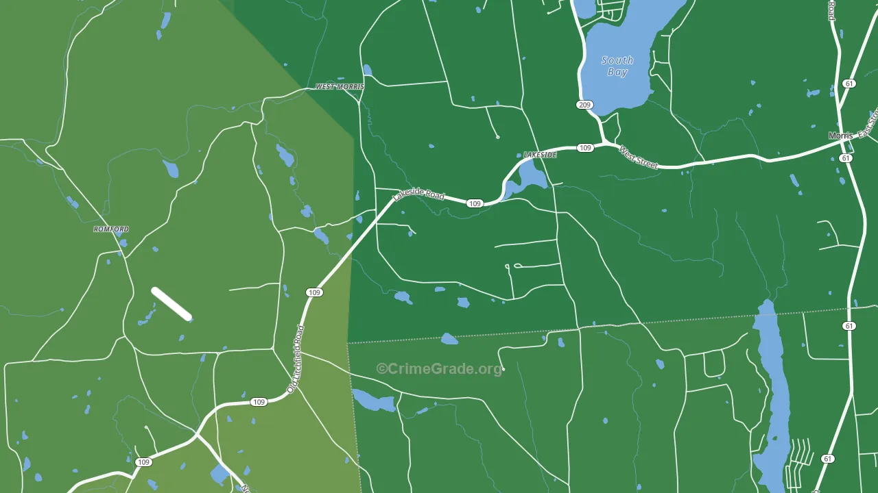 Lakeside, CT Map of Vehicle Theft Rates