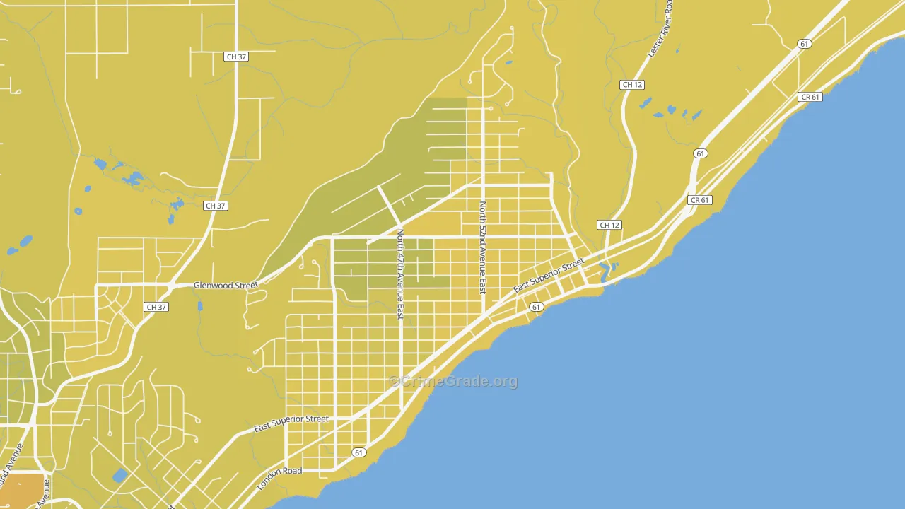 Lakeside-Lester Park, Duluth, MN Map of Vehicle Theft Rates