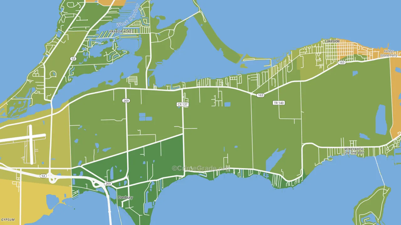 Lakeside-Marblehead, OH Map of Vehicle Theft Rates