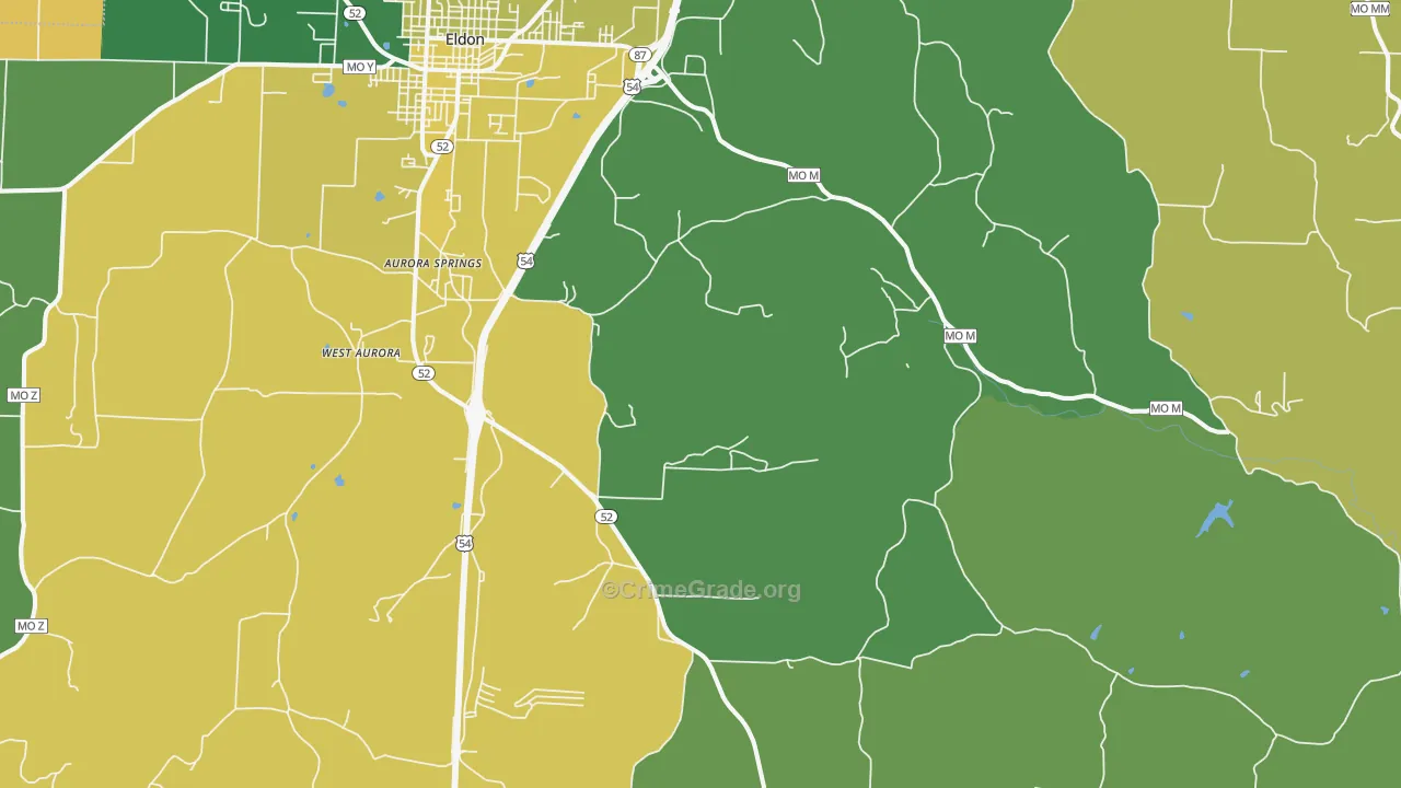 Lakeside, MO Map of Vehicle Theft Rates