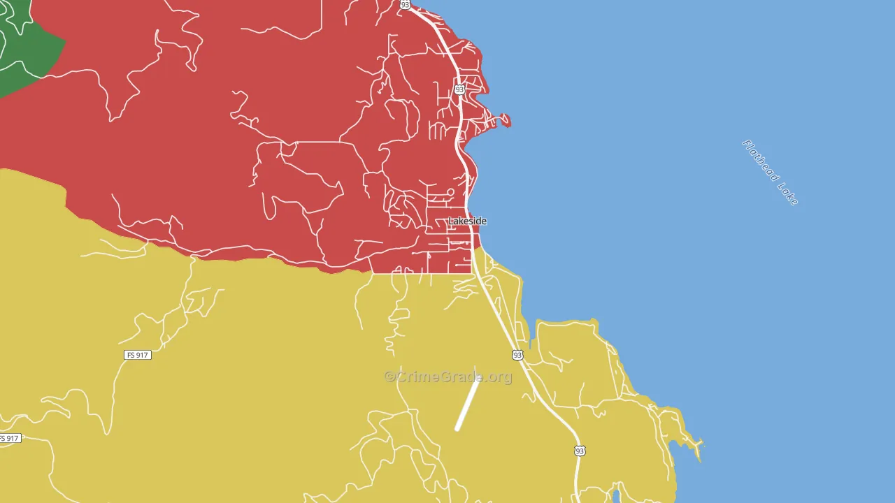 Lakeside, MT Map of Vehicle Theft Rates