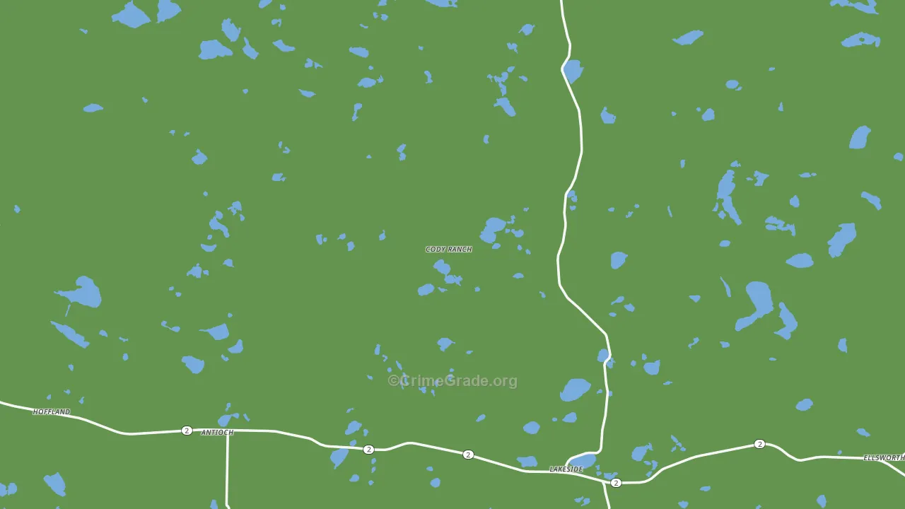Lakeside, NE Map of Vehicle Theft Rates