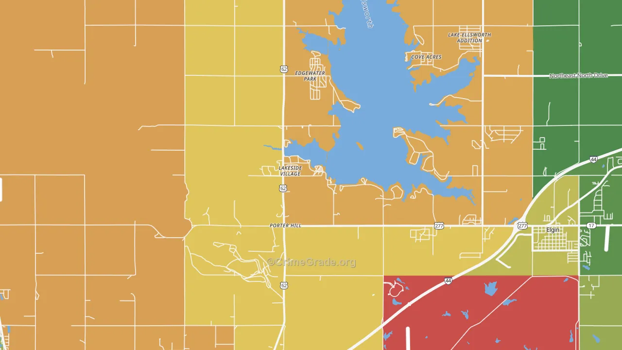 Lakeside Village, OK Map of Vehicle Theft Rates