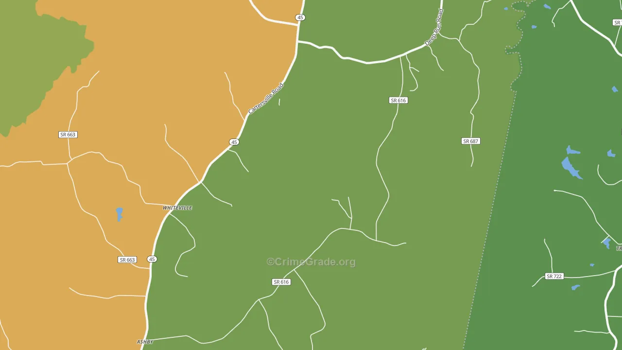 Lakeside Village, VA Map of Vehicle Theft Rates