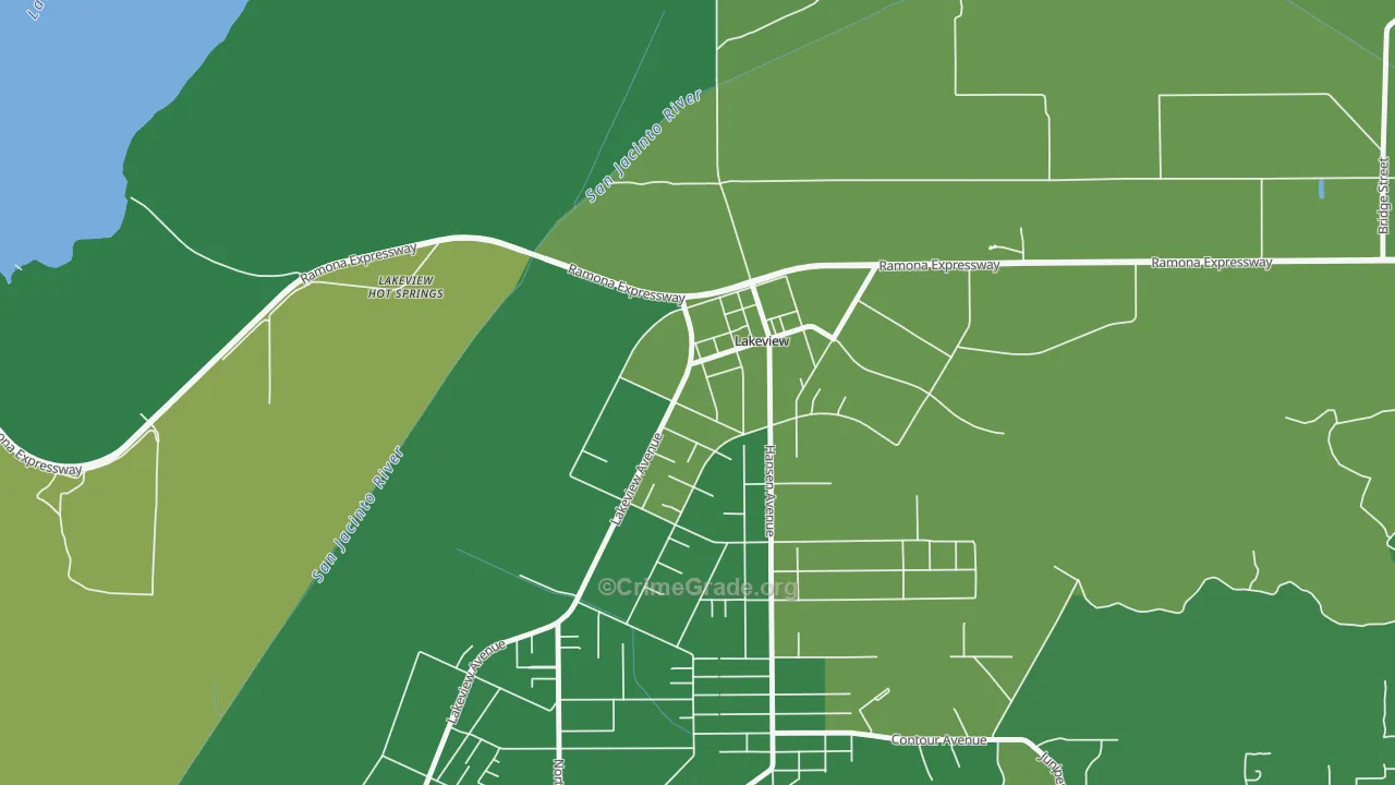 Lakeview, CA Map of Vehicle Theft Rates