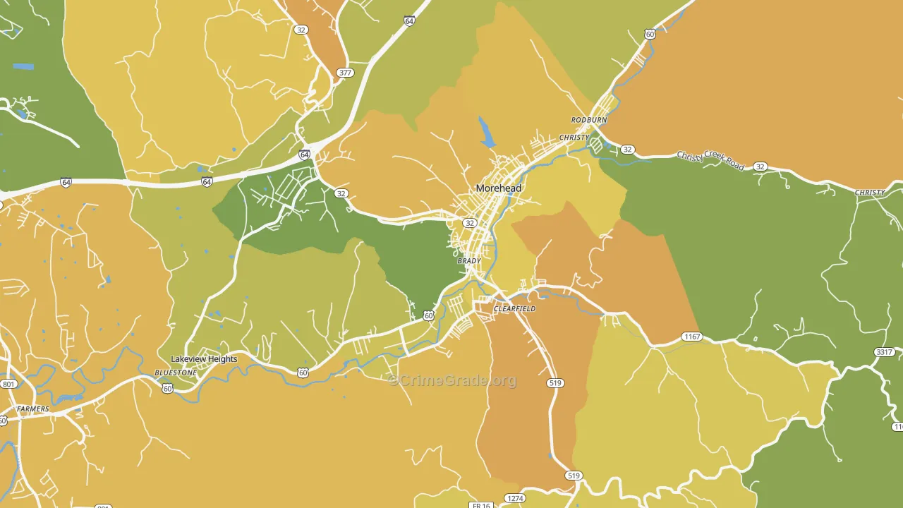 Lakeview Heights, KY Map of Vehicle Theft Rates