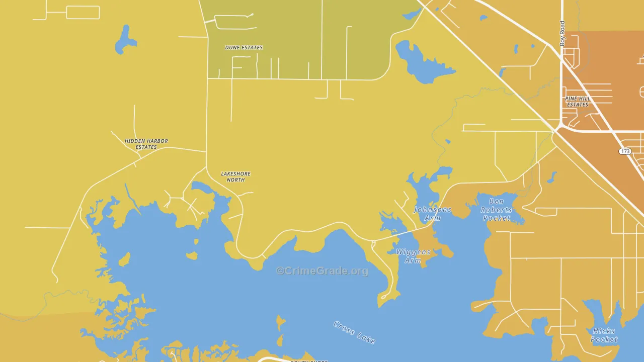 Lakeview, LA Map of Vehicle Theft Rates