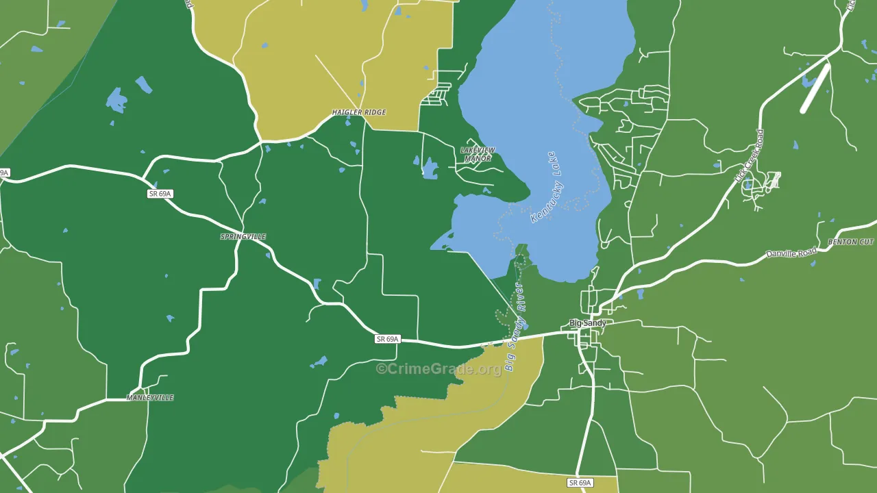 Lakeview Manor, TN Map of Vehicle Theft Rates