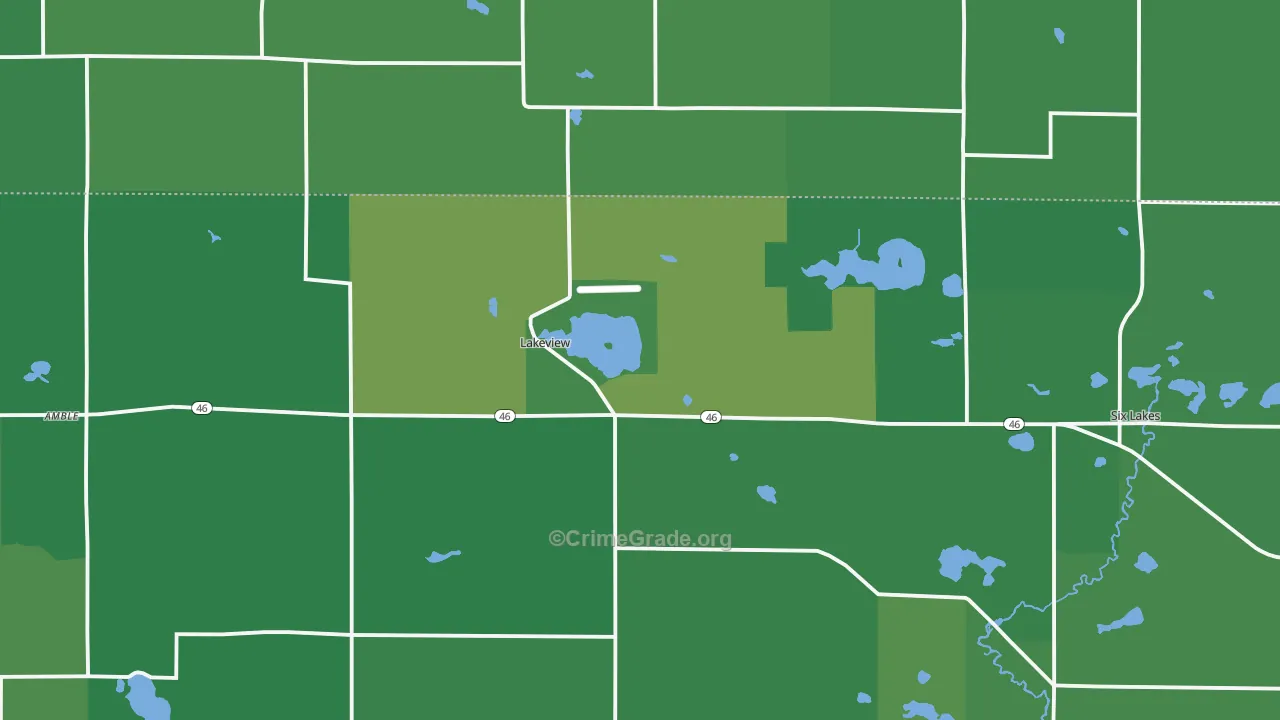 Lakeview, MI Map of Vehicle Theft Rates