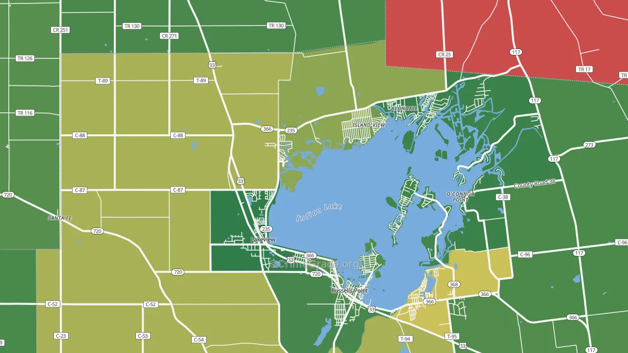 Lakeview, OH Map of Vehicle Theft Rates