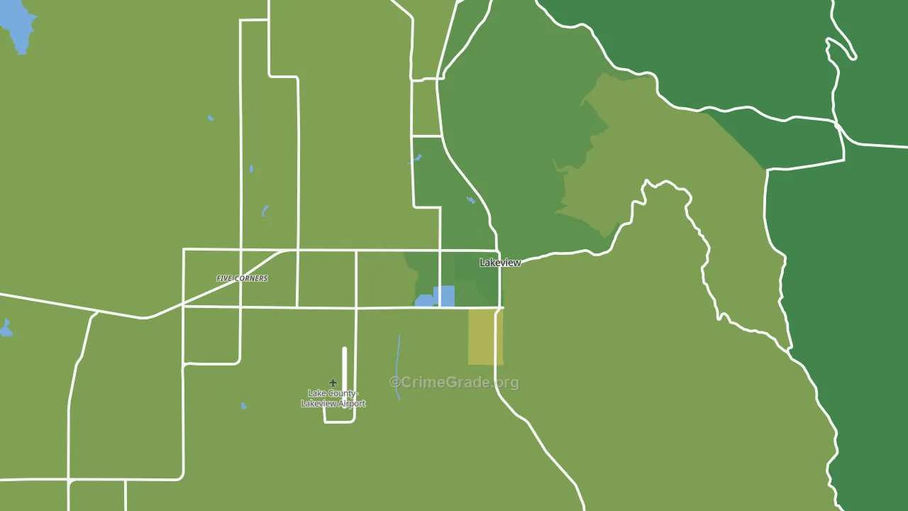 Lakeview, OR Map of Vehicle Theft Rates