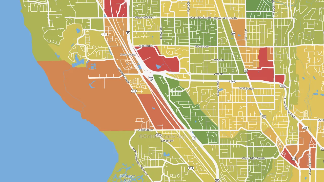 Lakeview, Orem, UT Map of Vehicle Theft Rates