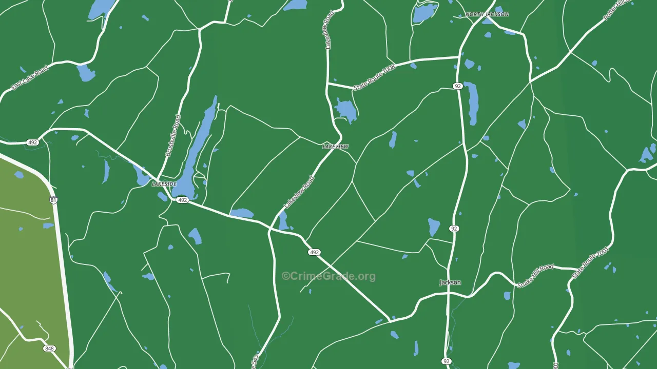 Lakeview, PA Map of Vehicle Theft Rates
