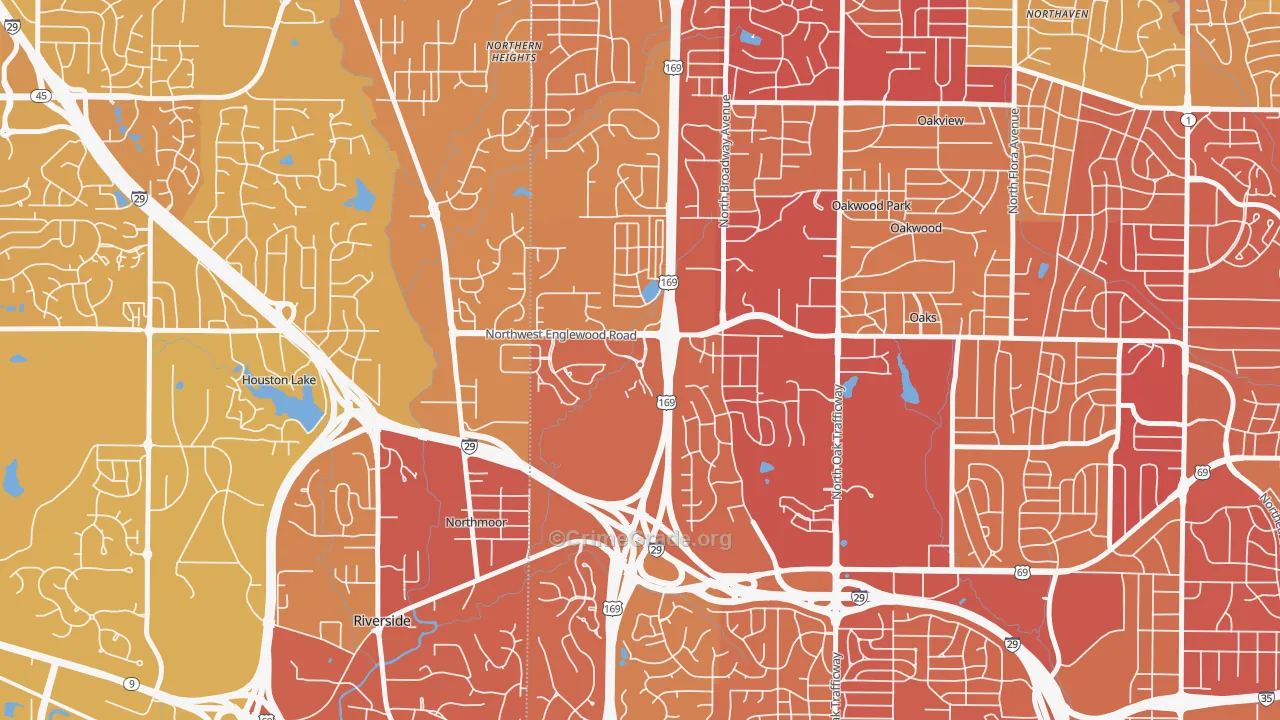 Lakeview Terrace, Kansas City, MO Map of Vehicle Theft Rates