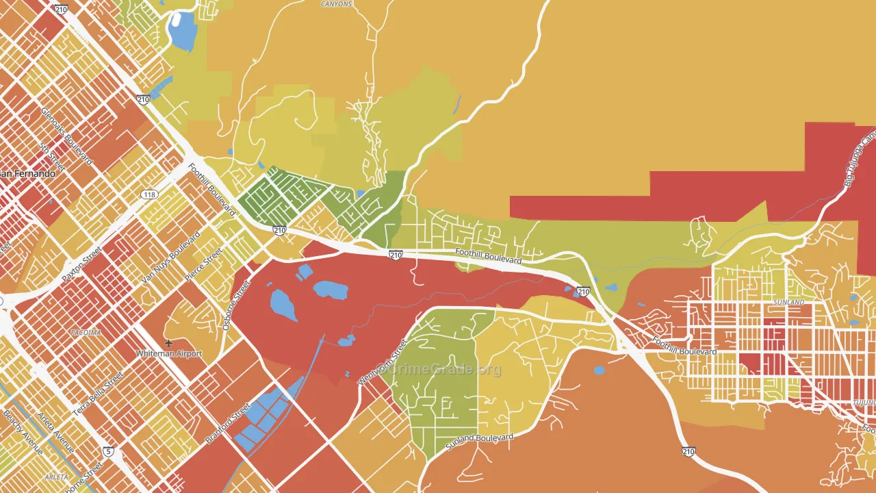 Lakeview Terrace, Sylmar, CA Map of Vehicle Theft Rates
