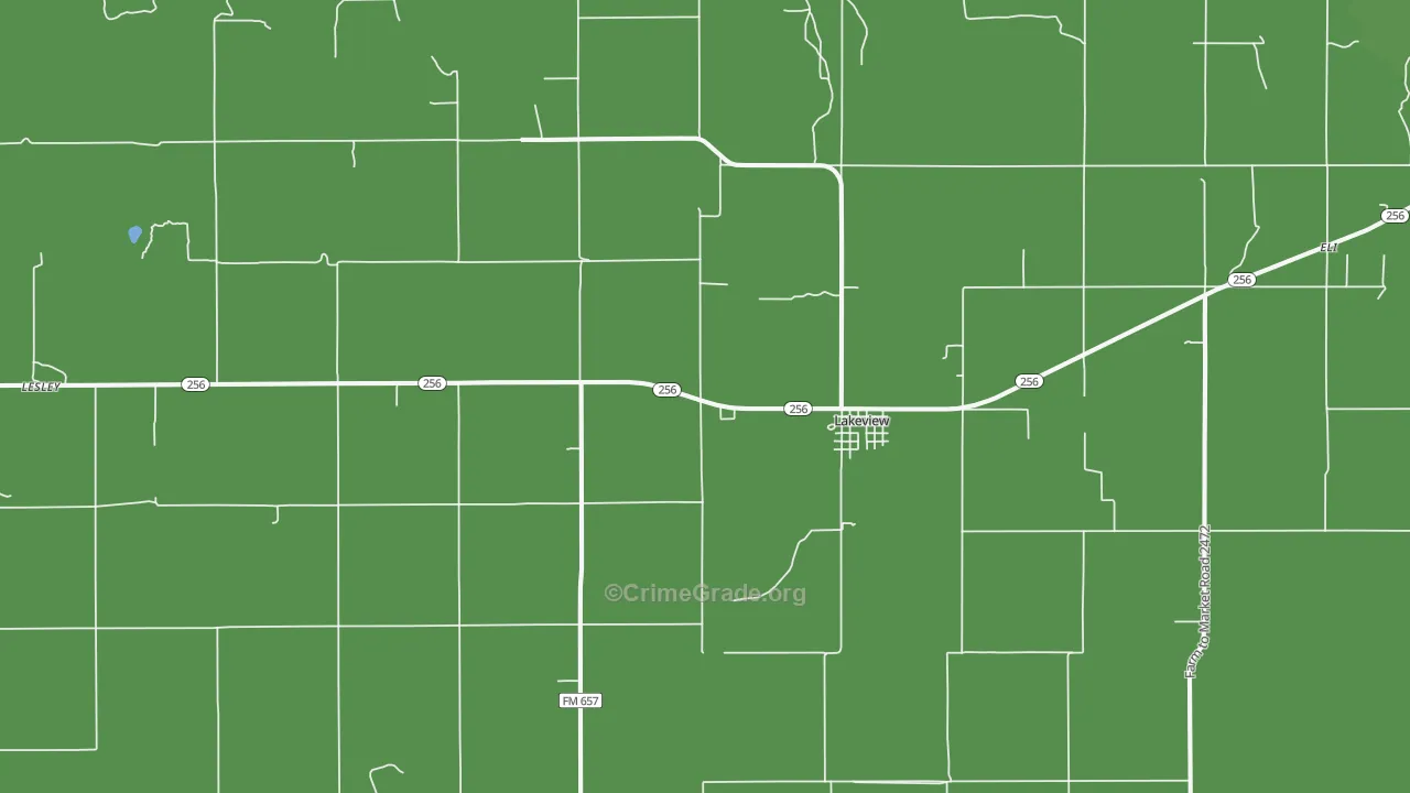 Lakeview, TX Map of Vehicle Theft Rates