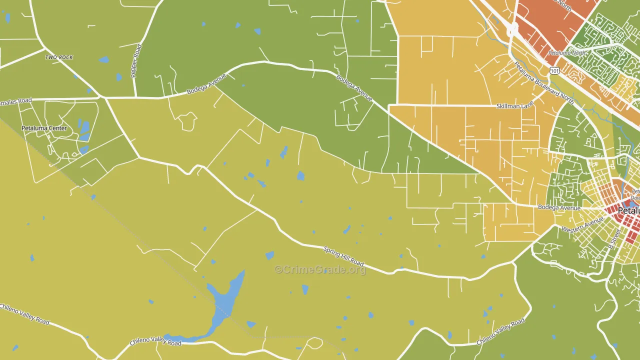 Lakeville, CA Map of Vehicle Theft Rates