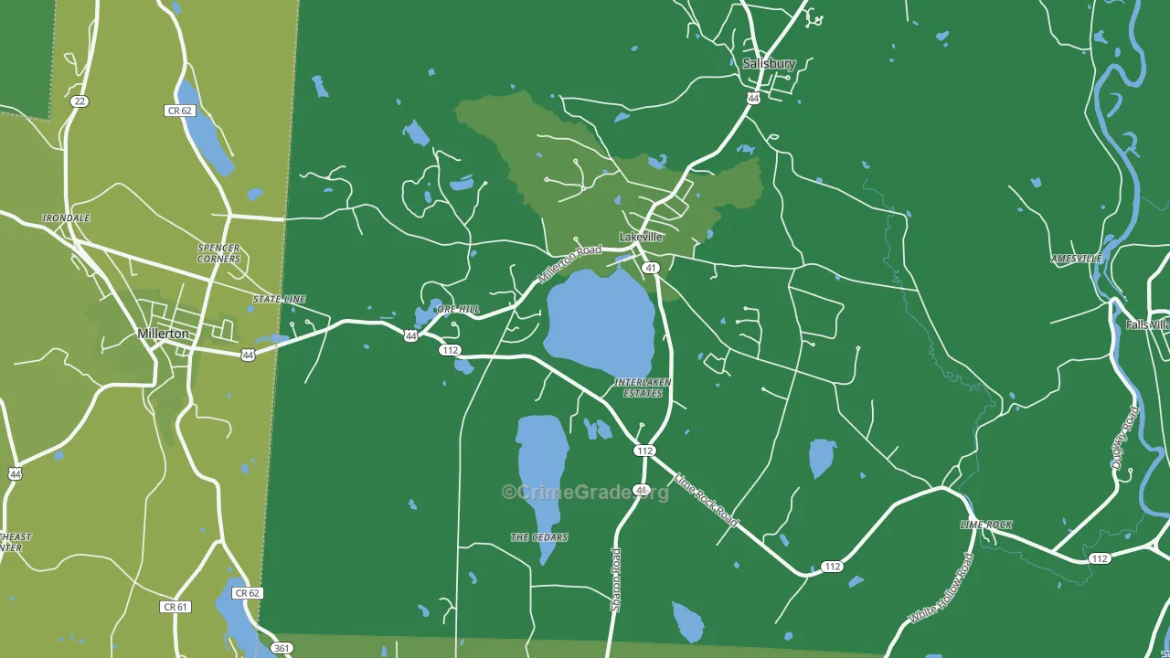 Lakeville, CT Map of Vehicle Theft Rates