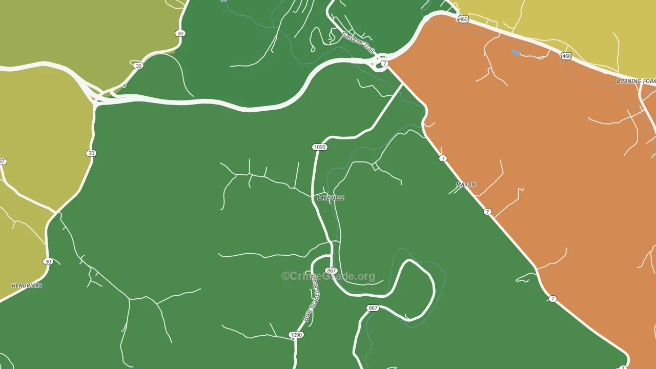 Lakeville, KY Map of Vehicle Theft Rates