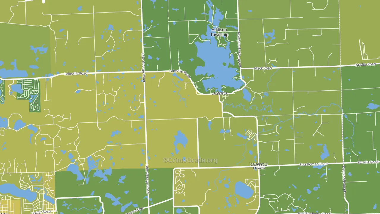 Lakeville, MI Map of Vehicle Theft Rates