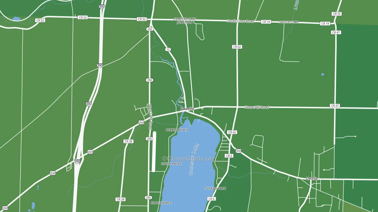 Lakeville, NY Map of Vehicle Theft Rates