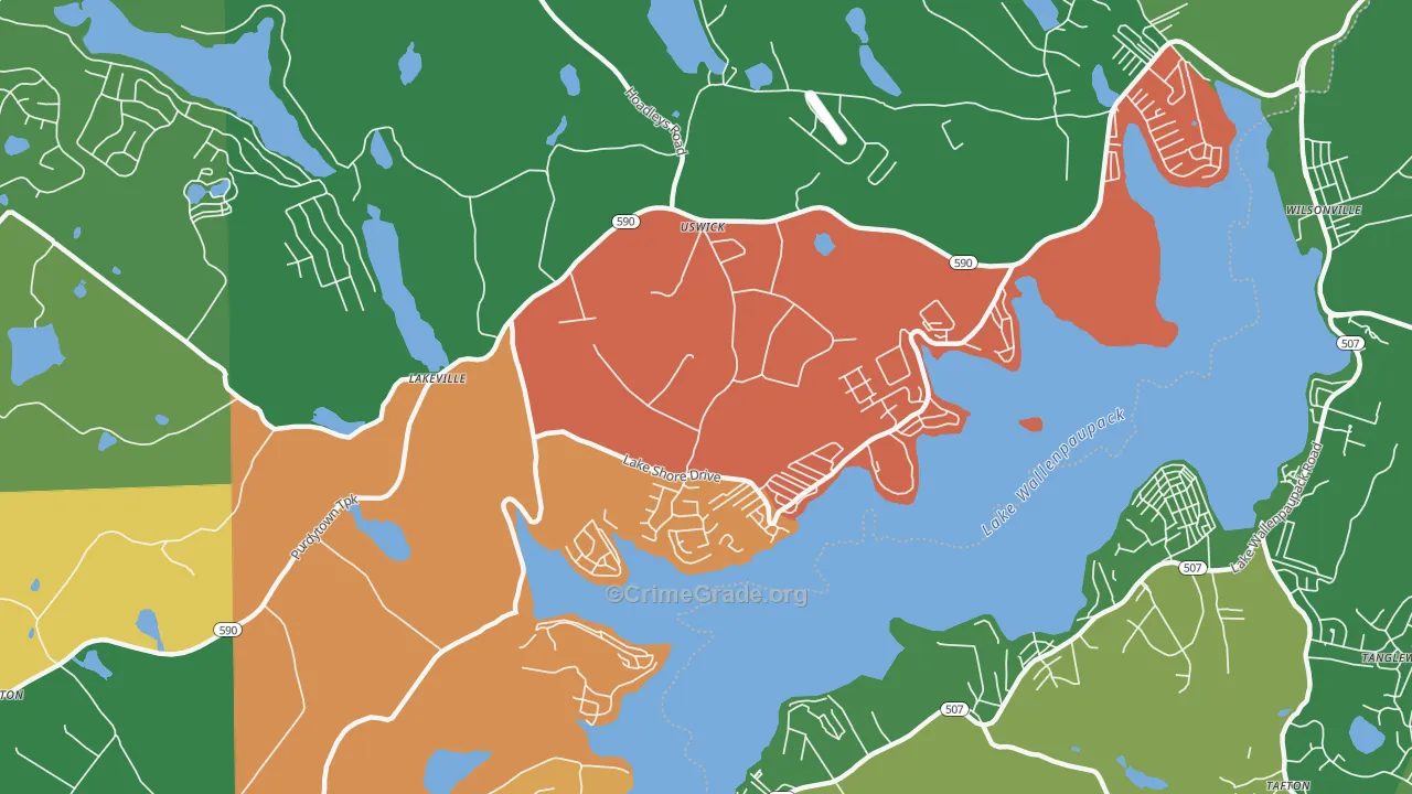 Lakeville, PA Map of Vehicle Theft Rates