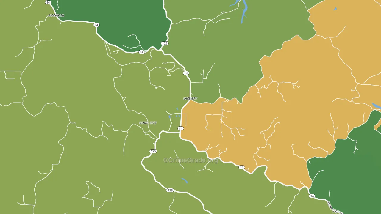 Lakeway, AR Map of Vehicle Theft Rates