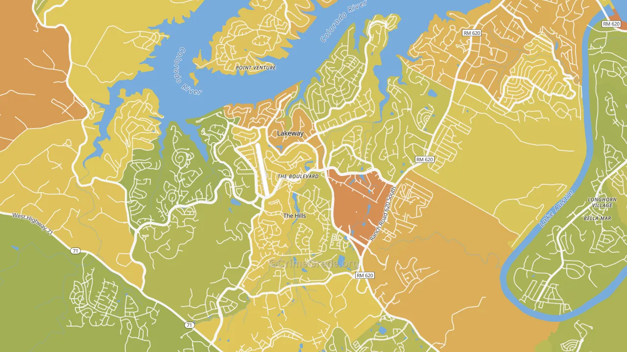Lakeway, TX Map of Vehicle Theft Rates