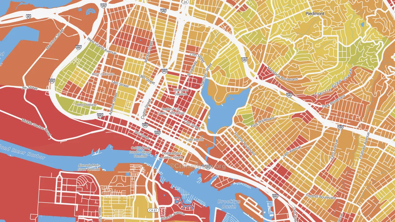 Lakewide, Oakland, CA Map of Vehicle Theft Rates