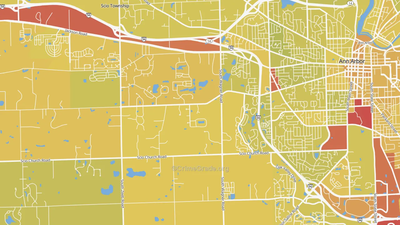 Lakewood, Ann Arbor, MI Map of Vehicle Theft Rates