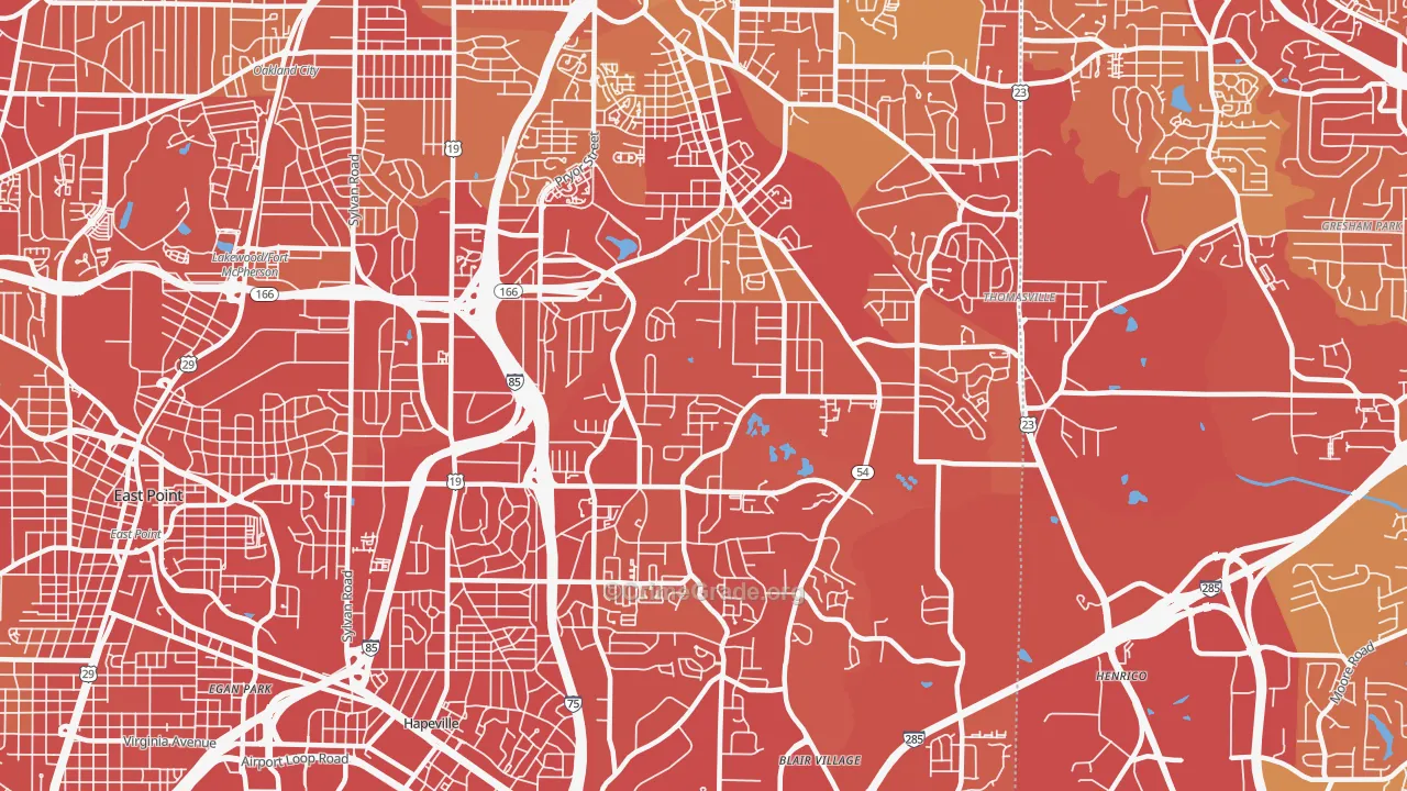 Lakewood Heights, Atlanta, GA Map of Vehicle Theft Rates