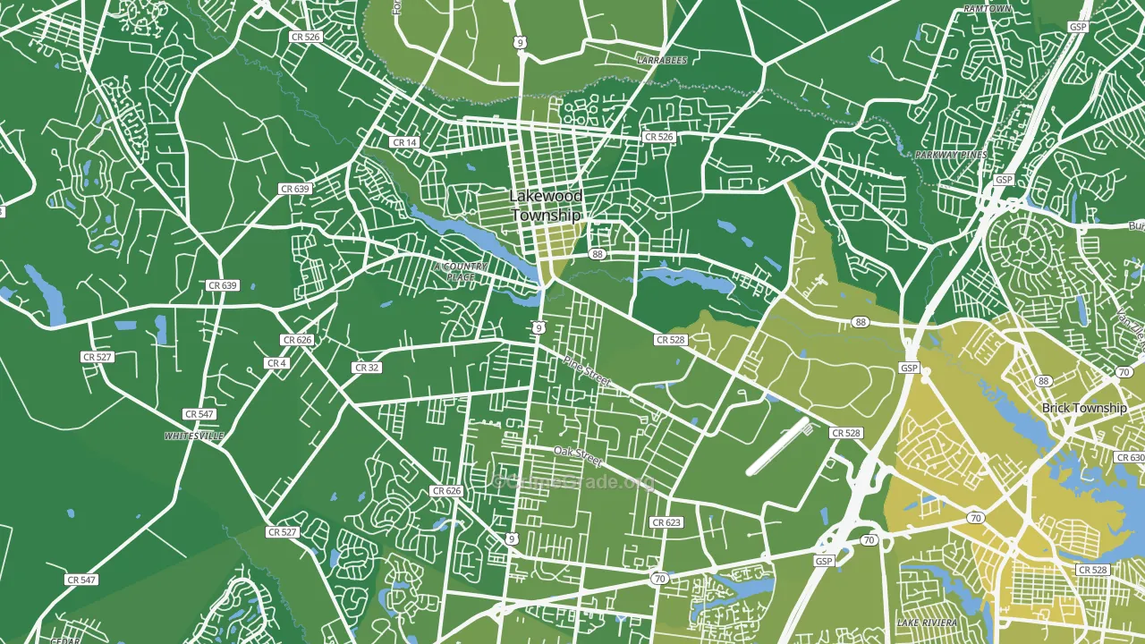 Lakewood, NJ Map of Vehicle Theft Rates