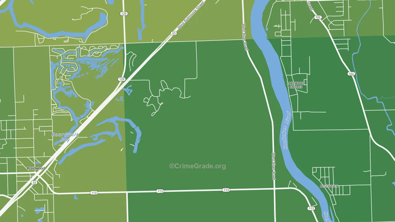 Lakewood Shores, IL Map of Vehicle Theft Rates