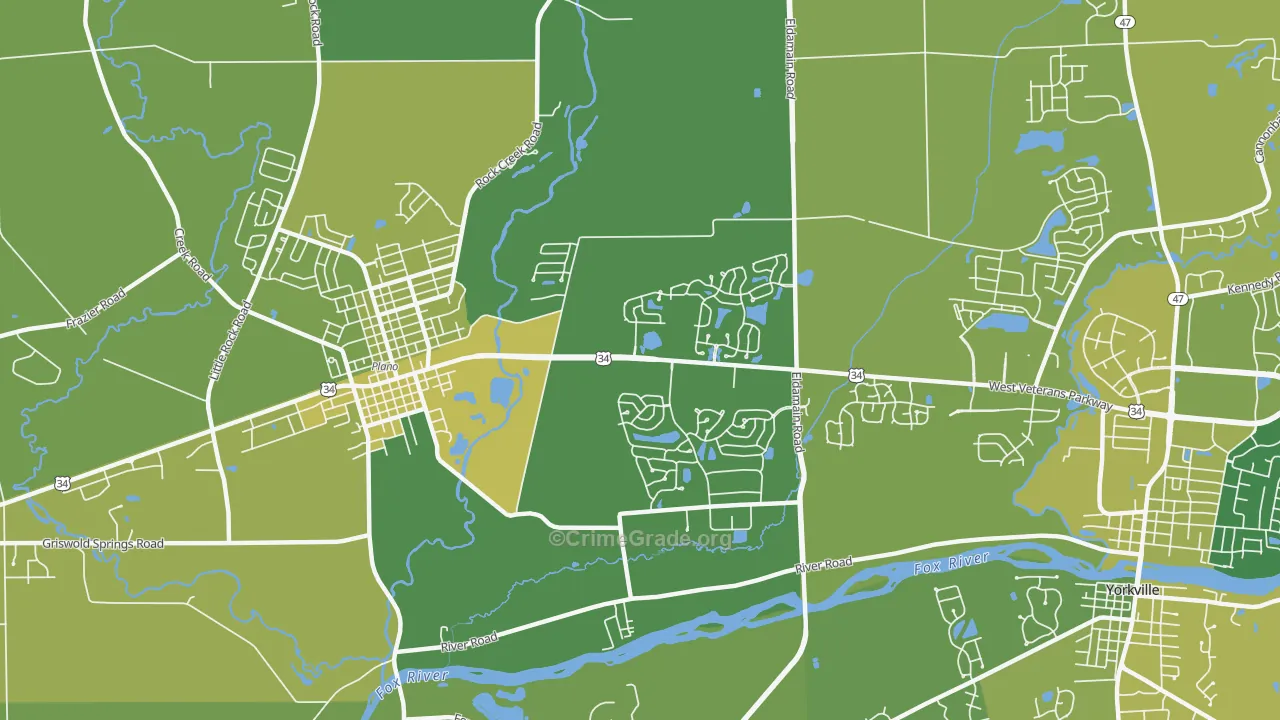 Lakewood Springs, Plano, IL Map of Vehicle Theft Rates