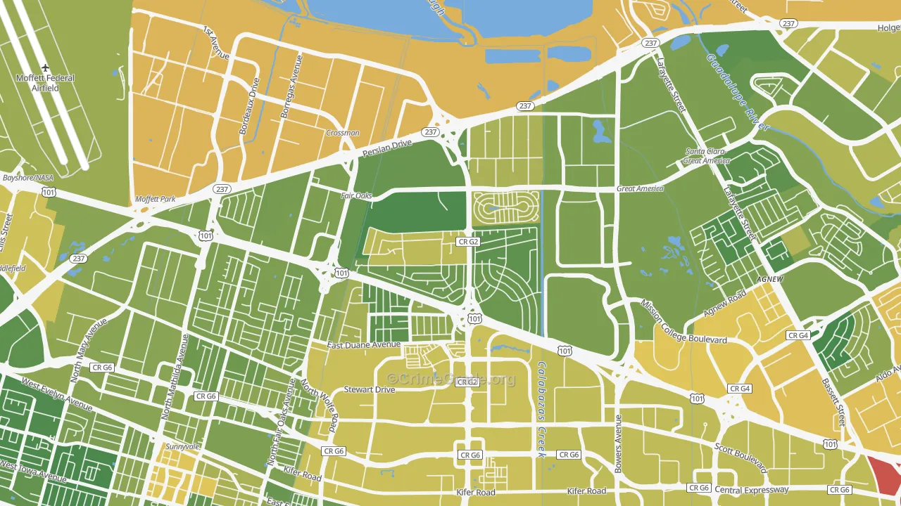 Lakewood, Sunnyvale, CA Map of Vehicle Theft Rates