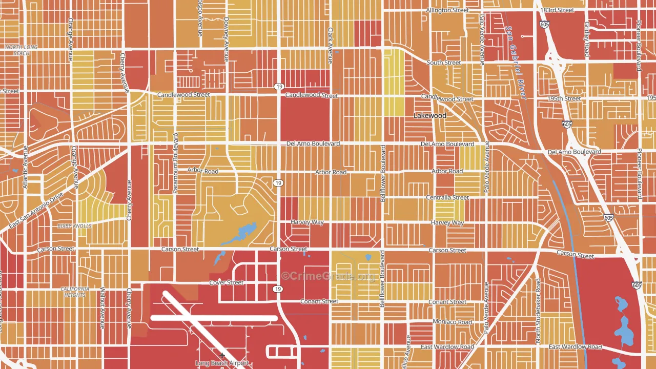 Lakewood Village, Long Beach, CA Map of Vehicle Theft Rates