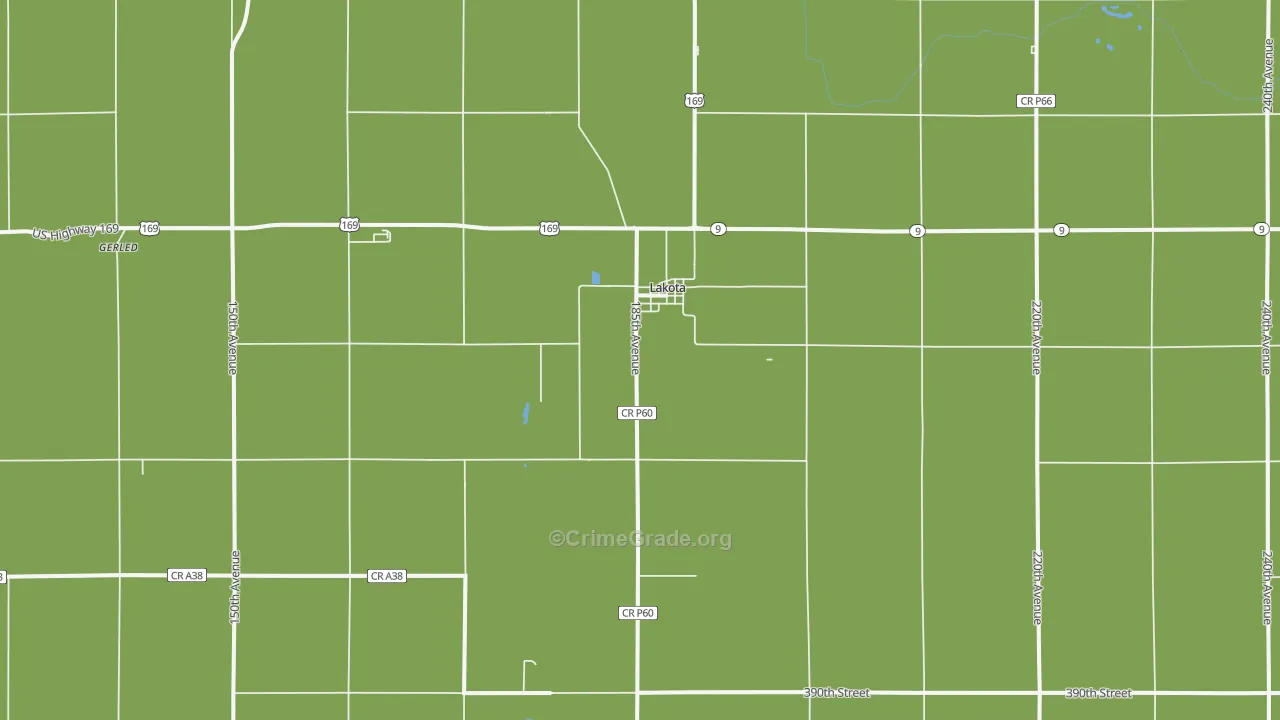 Lakota, IA Map of Vehicle Theft Rates